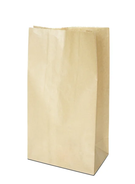 Brązowa papierowa torba izolowana na białym — Zdjęcie stockowe