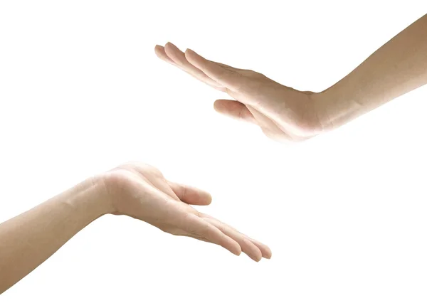 Две руки, изолированные на белом, создали пространство для копирования — стоковое фото