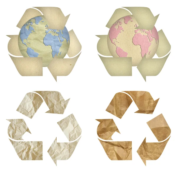 Uppsättning av papper återvinning symbol isolerade — Stockfoto