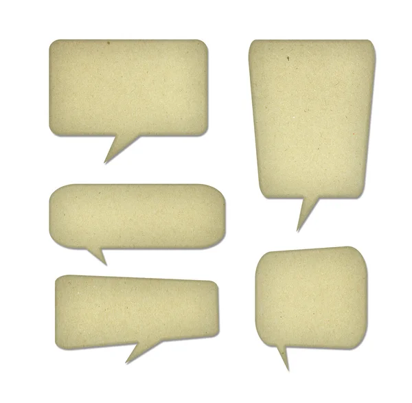Bublina talk tag recyklovaný papír na bílém pozadí — Stock fotografie