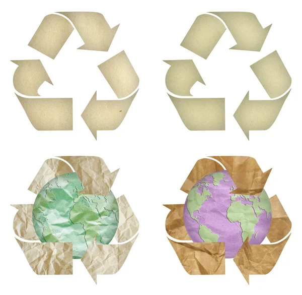 Uppsättning av papper återvinning symbol isolerade — Stockfoto
