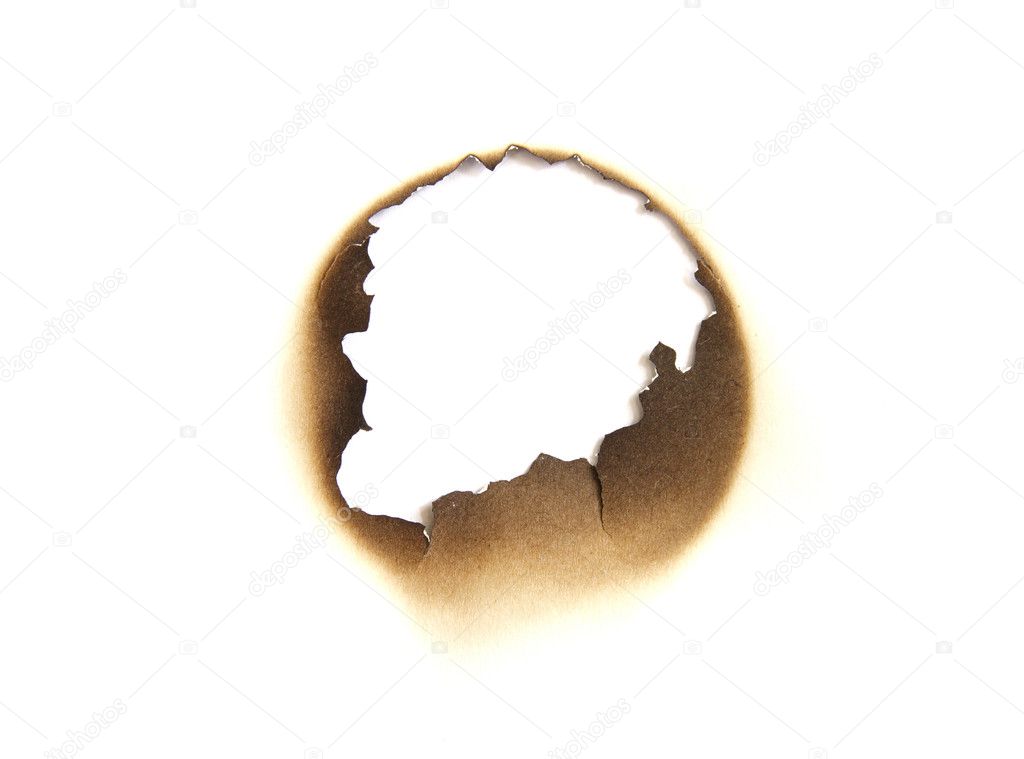 Burned paper hole