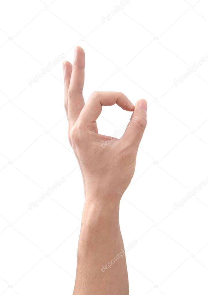 Hand showing OK sign isolated