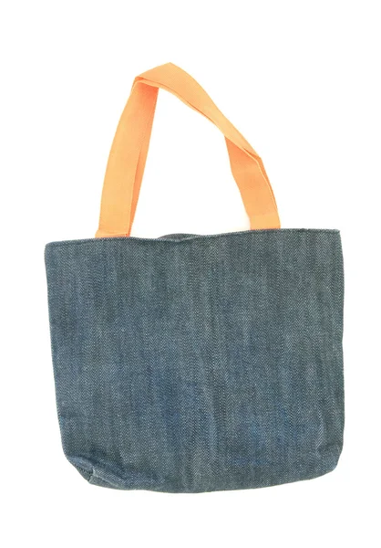 Blue fabric bag isolated on white — Stock Photo, Image