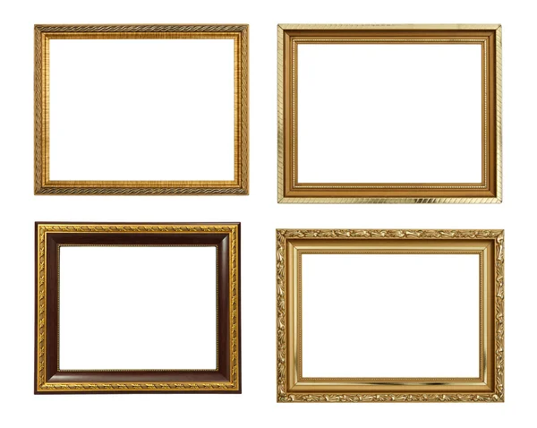 Collection picture gold frames with a decorative pattern — Stock Photo, Image