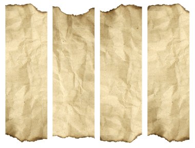 High resolution old paper burnt background isolated on white. It clipart