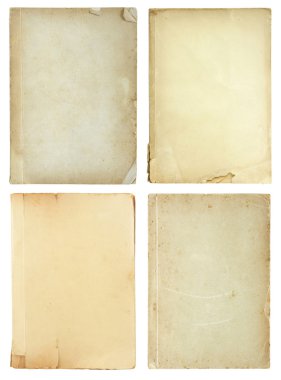 Set of old book pages isolated on white background clipart