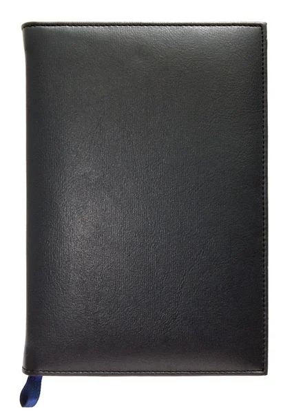 Black leather note book isolated on white background — Stock Photo, Image