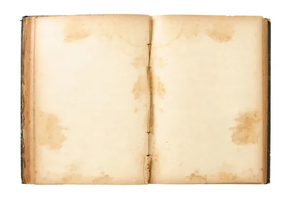 Oud boek openen geïsoleerd op witte achtergrond — Stockfoto