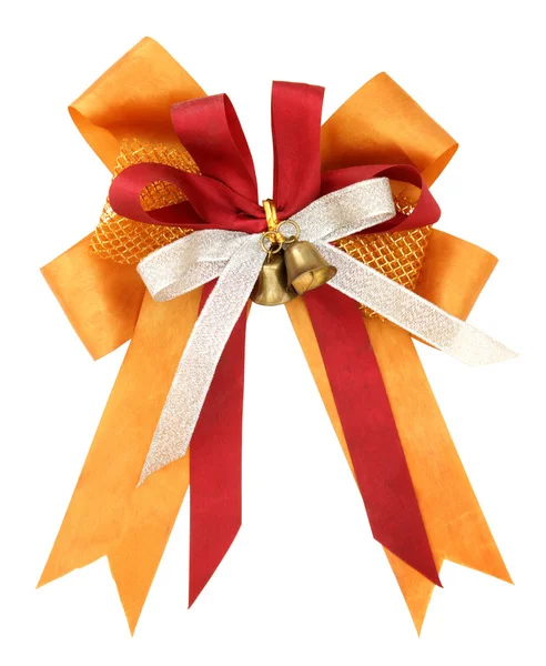Orangefarbenes Band und Schleife isoliert auf weißem Hintergrund mit Clipping — Stockfoto