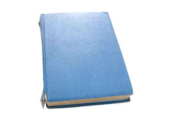Vecchio libro blu isolato su sfondo bianco — Foto Stock