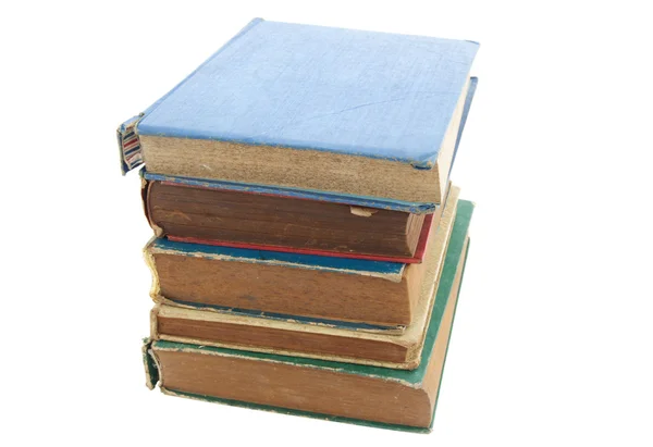 Pilha de livros antigos isolados em fundo branco — Fotografia de Stock