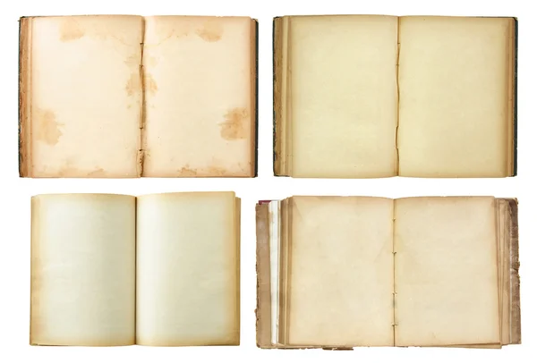 Satz von alten Büchern offen isoliert auf weißem Hintergrund — Stockfoto