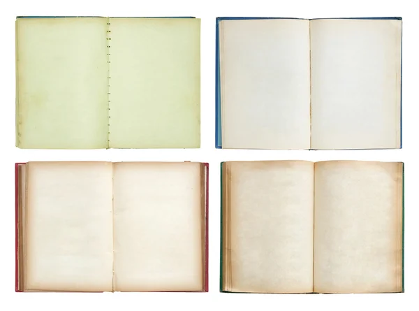 Conjunto de libro viejo abierto aislado sobre fondo blanco — Foto de Stock