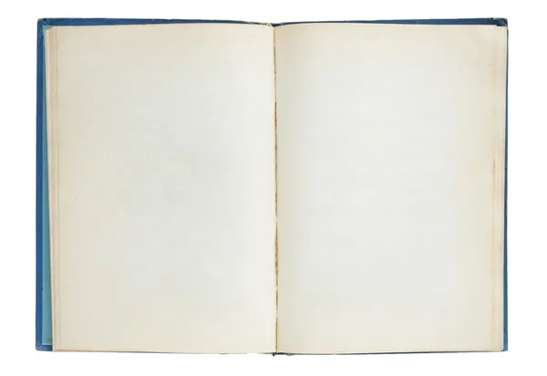 Altes Buch offen isoliert auf weißem Hintergrund lizenzfreie Stockfotos