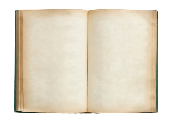 Vecchio libro aperto isolato su sfondo bianco con percorso di ritaglio Fotografia Stock
