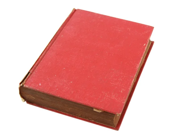 Старая красная книга изолирована поверх белой с вырезанной дорожкой — стоковое фото