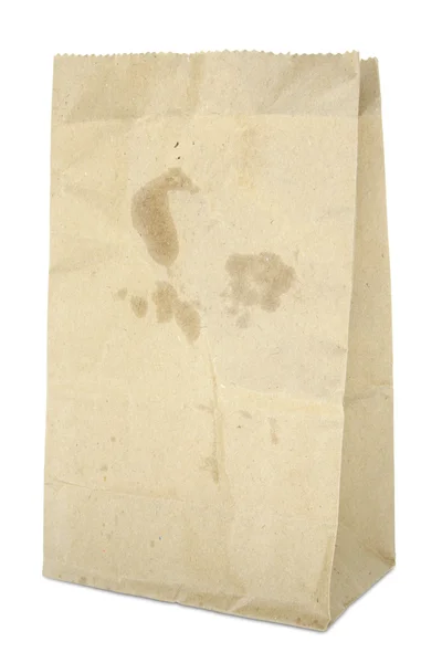 Saco de papel marrom isolado em branco — Fotografia de Stock
