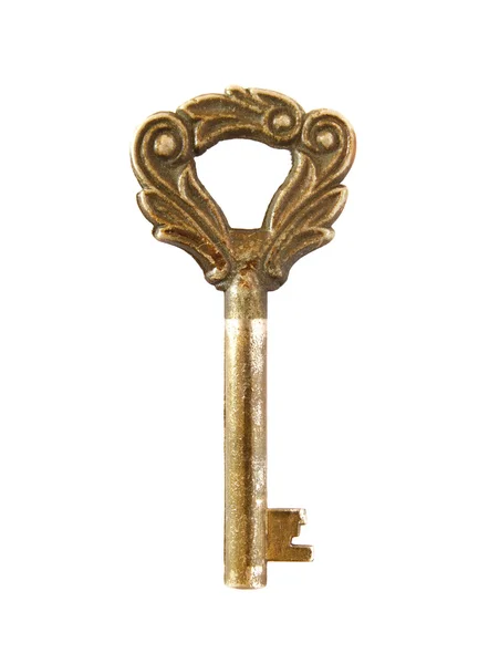 Antique key isolated on white with clipping path — Stock Photo, Image