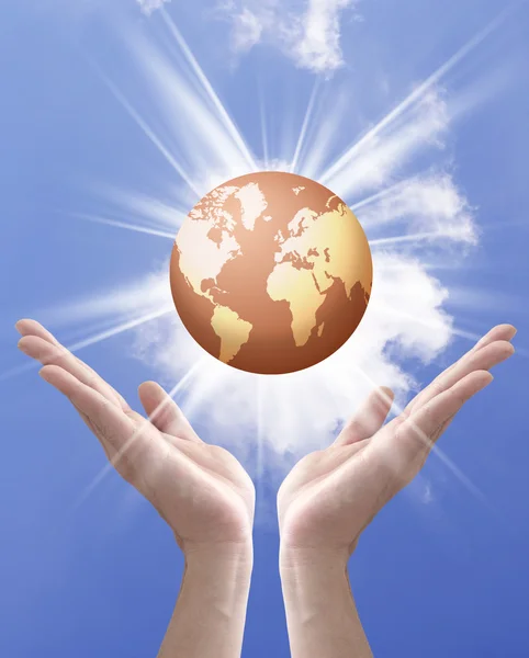 Earth globe in hands — Stock Photo, Image