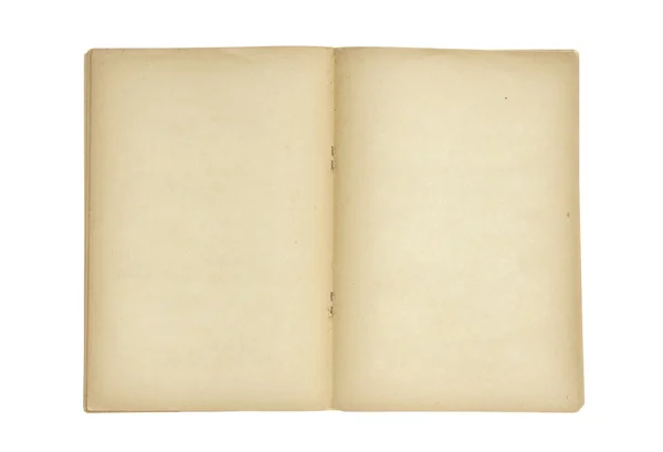 Livro antigo aberto isolado no fundo branco com caminho de recorte — Fotografia de Stock