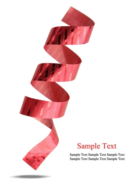 A Vágógörbe fehér alapon piros szalag elkülönített — Stock Fotó