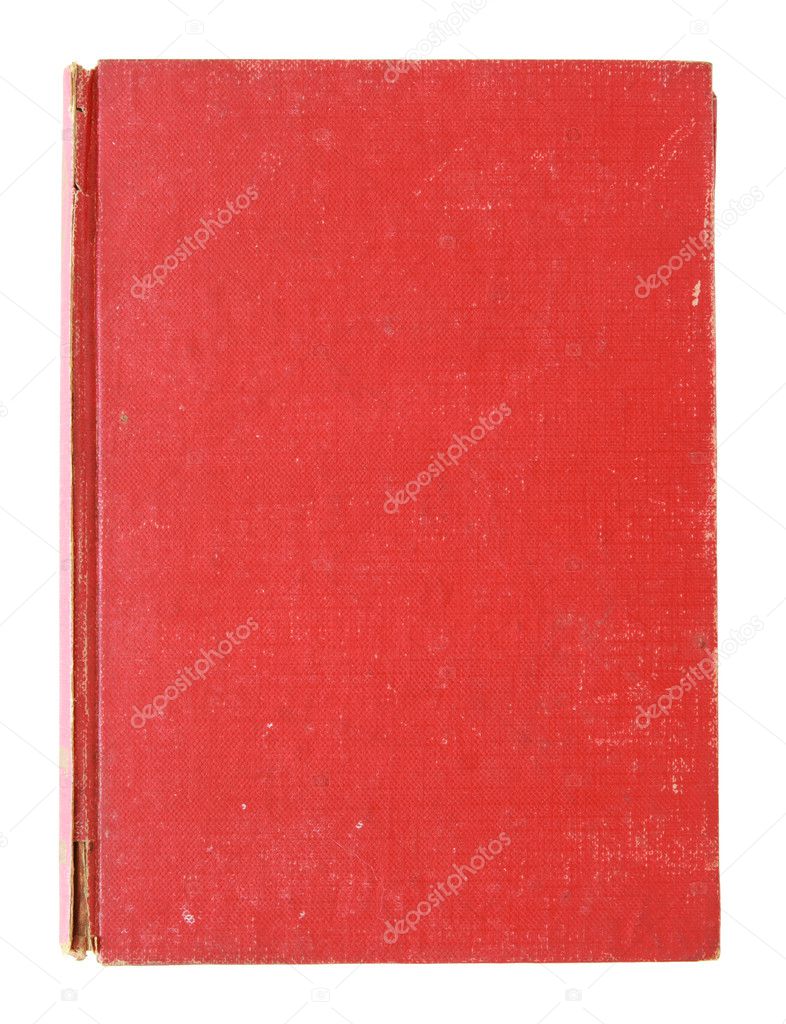 Old red cover book isolated over white with clipping path