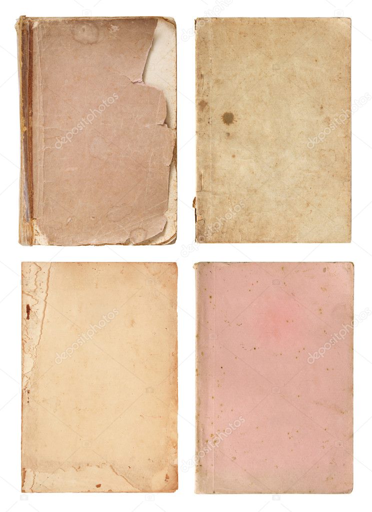 Set of old book pages isolated on white background