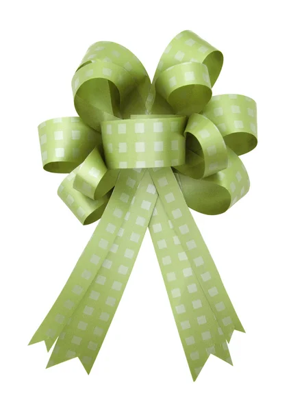 Groene geschenk lint en boog geïsoleerd op witte achtergrond — Stockfoto