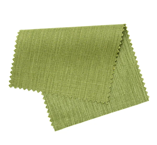 Campione di tessuto verde isolato su sfondo bianco — Foto Stock