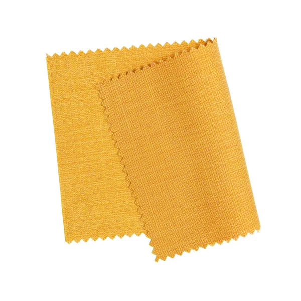 Muestra de tela amarilla aislada sobre fondo blanco — Foto de Stock