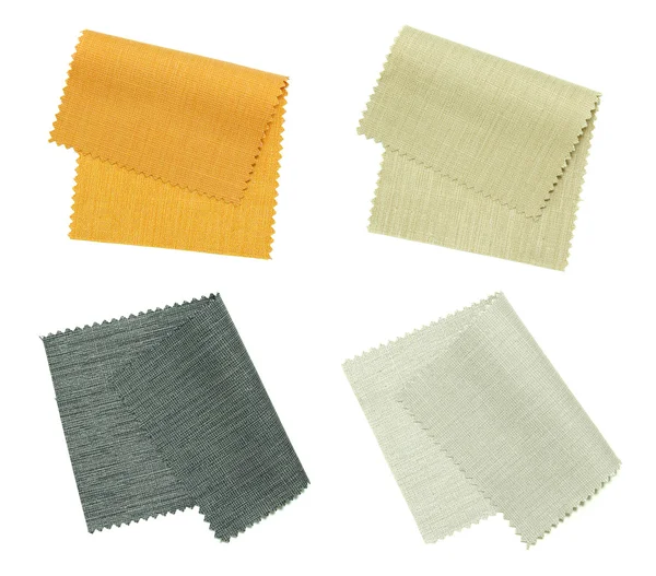 Sada barevných tkanin vzorku izolovaných na bílém pozadí — Stock fotografie