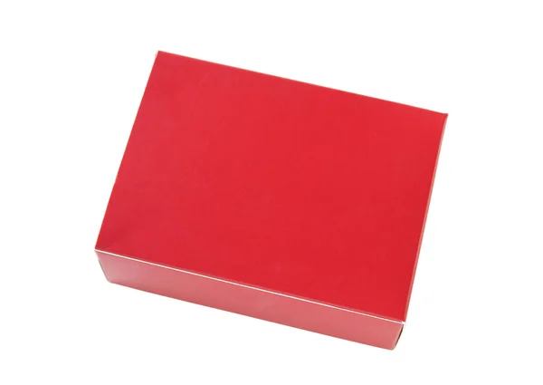 Caixa de pacote vermelho isolado no branco com caminho de recorte — Fotografia de Stock