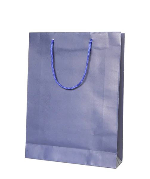 蓝色购物袋，白色背景隔离 — 图库照片