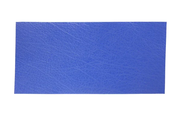 Leeres blaues Lederetikett isoliert auf weiß mit Clip-Pfad — Stockfoto