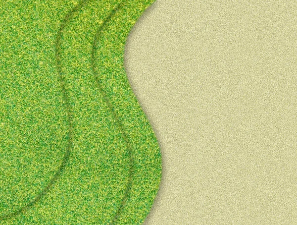 Kum zemin üzerine yeşil çim eğrisi — Stok fotoğraf