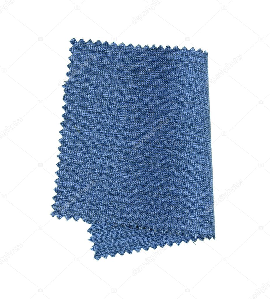 Blue fabric sample isolated on white background