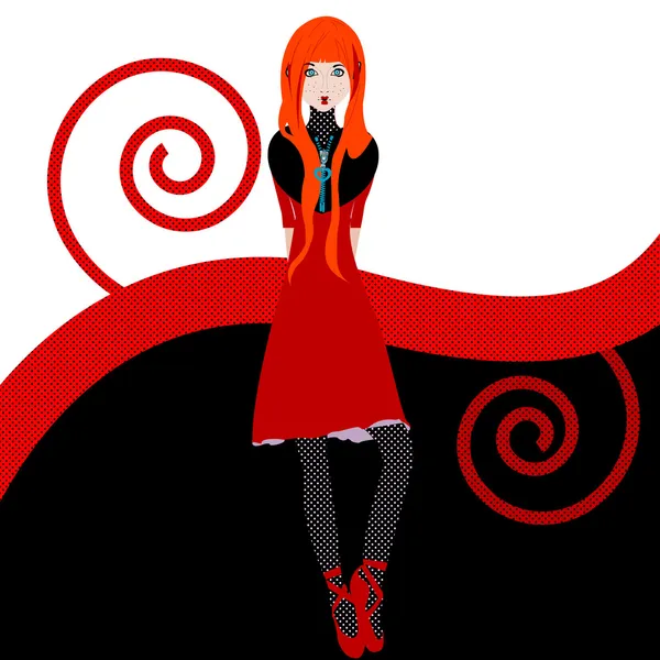 Rödhårig tjej illustration — Stockfoto
