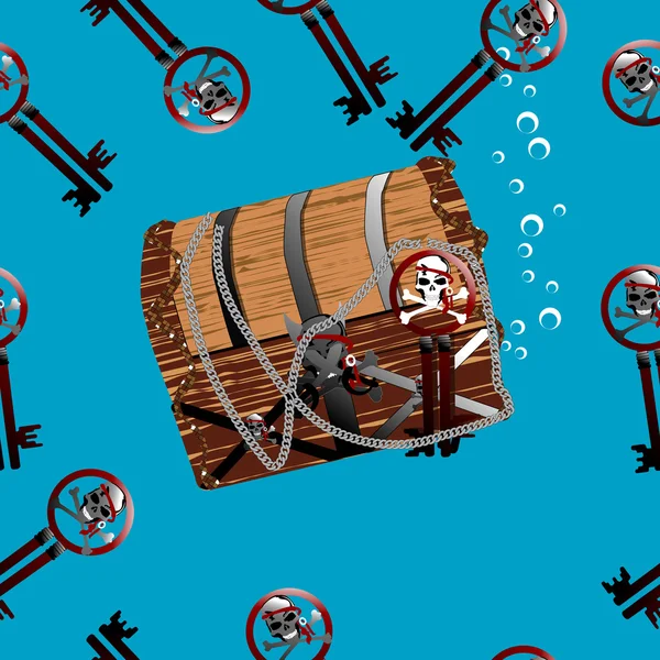 Pirate poitrine sous-marine illustration transparente — Photo