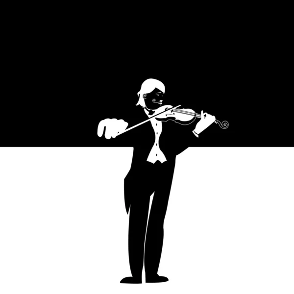 Zwart-wit violiste illustratie — Stockfoto
