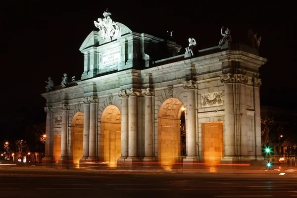 stock image Alcala's gate in Madrid by night