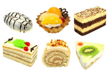 Set of 6 cakes isolated clipart