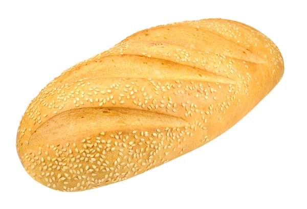 Isolierte Menge frisches Brot mit vielen Sesamkörnern — Stockfoto