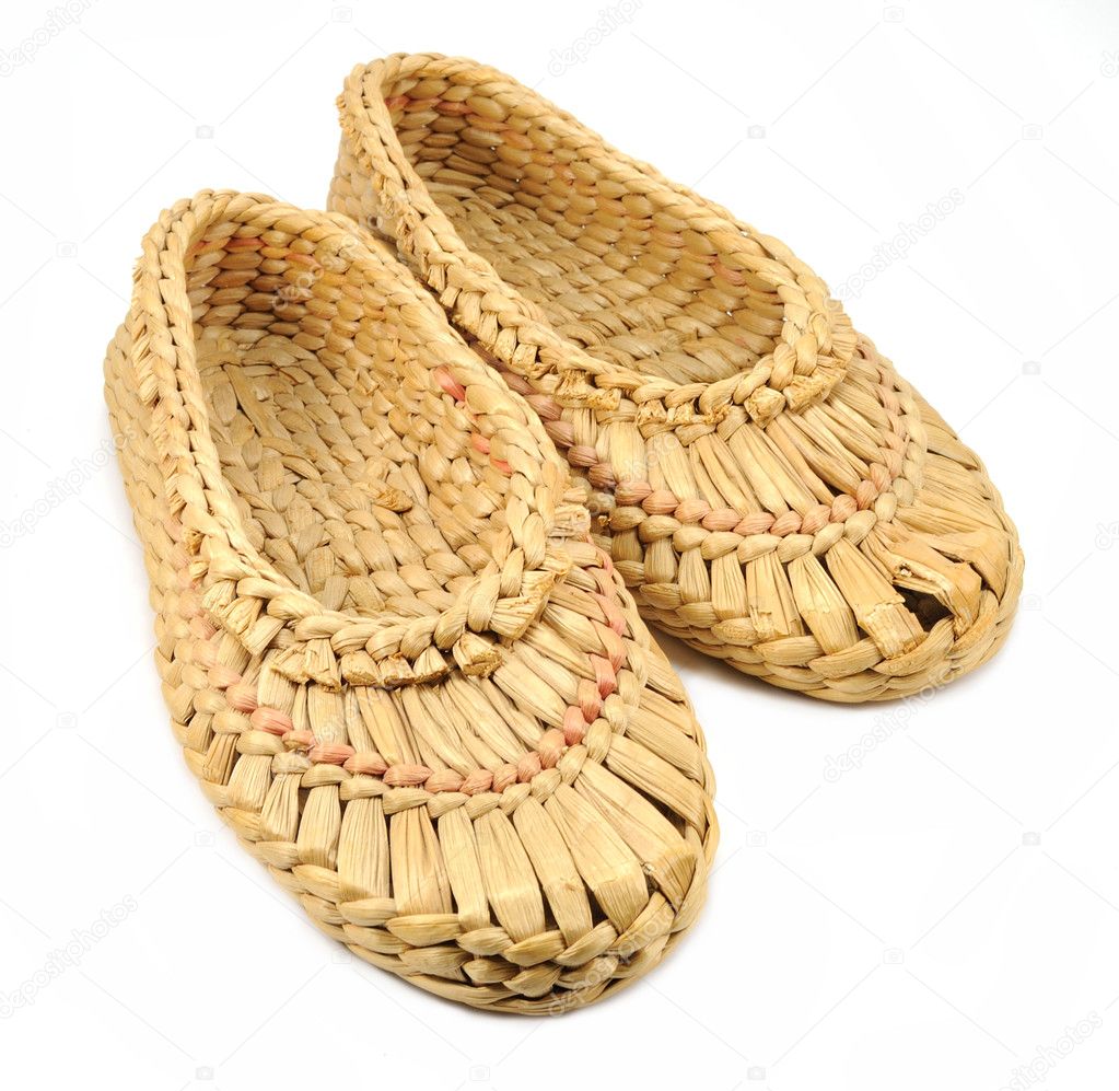 Isolated natural bast shoes