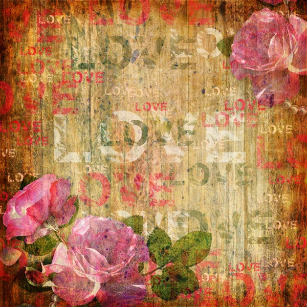Streszczenie tło grunge z różami — Zdjęcie stockowe