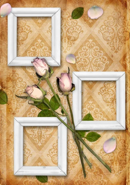 Çiçek süsleme ile antika arka plan — Stok fotoğraf