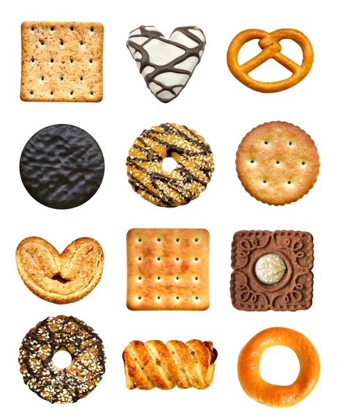 A cookie-k sor elszigetelt fehér background — Stock Fotó