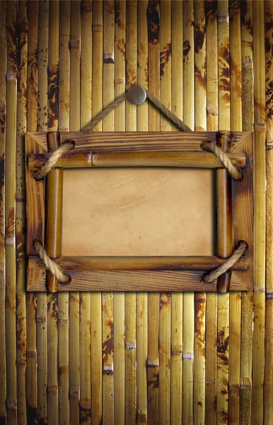 Moldura na parede de bambu — Fotografia de Stock