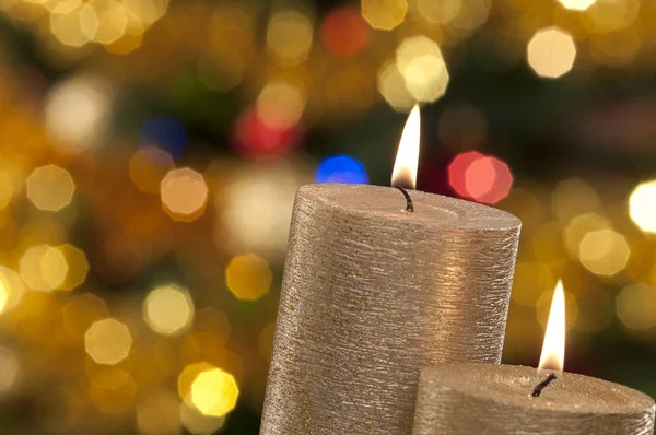 Kerst kaarsen en verlichting — Stockfoto