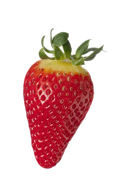 Isolierte Frucht auf Weiß, eine Erdbeere mit Tropfen — Stockfoto